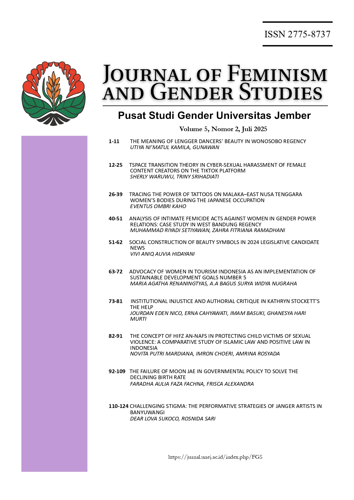 					View Vol. 5 No. 2 (2025): Journal of Feminism and Gender Studies
				